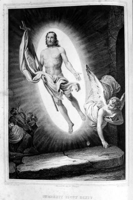 Cristo risorto (stampa) di Busato Giovanni, Silvani Ferdinando (sec. XIX)