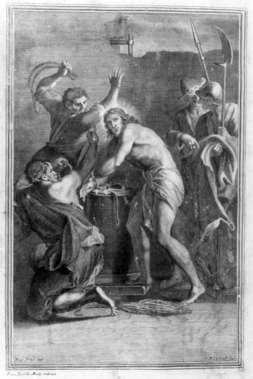 flagellazione di Cristo (stampa) di Thiboust Benoit (sec. XVIII)