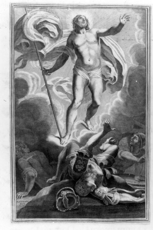 resurrezione di Cristo (stampa) di Thiboust Benoit (sec. XVIII)
