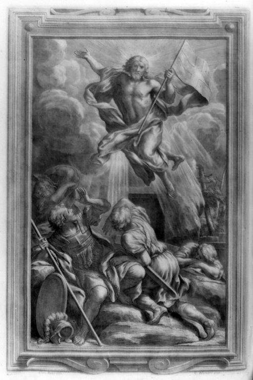 resurrezione di Cristo (stampa) di Ferri Ciro, Bloemaert Cornelis il Giovane (sec. XVIII)