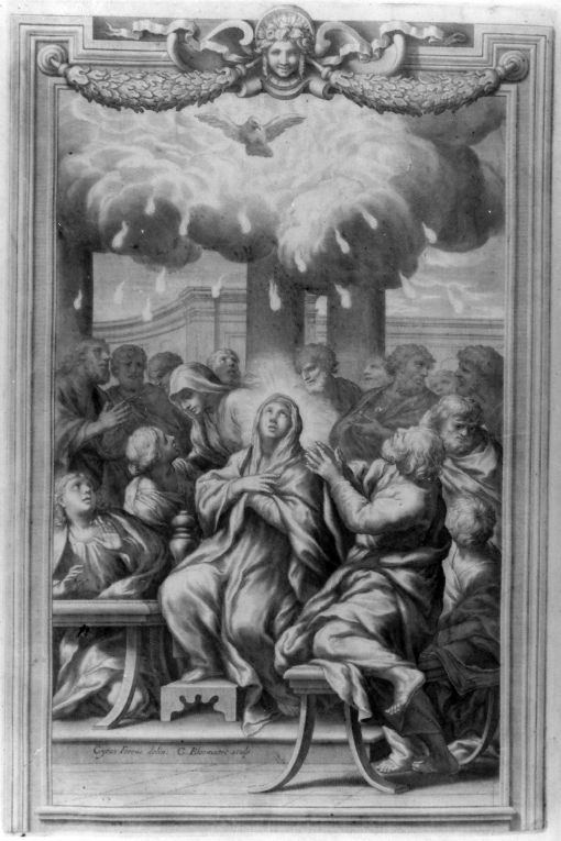 Pentecoste (stampa) di Ferri Ciro, Bloemaert Cornelis il Giovane (sec. XVIII)