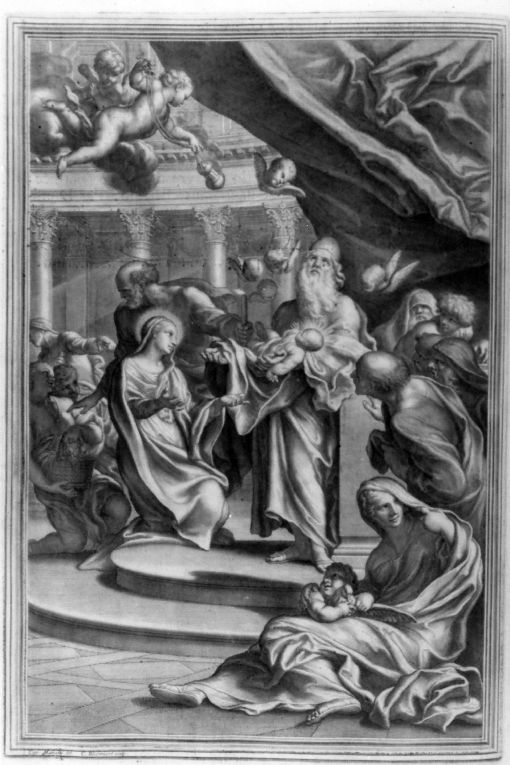 presentazione di Gesù al tempio (stampa) di Maratta Carlo, Bloemaert Cornelis il Giovane (sec. XVIII)