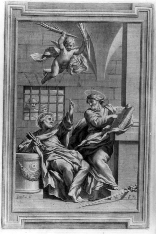 I santi Pietro e Paolo nel carcere (stampa) di Ferri Ciro, Picart Etienne (sec. XVIII)
