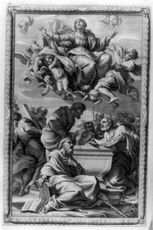 transito della Madonna (stampa) di Miel Jan, Vallet Guillaume (sec. XVIII)