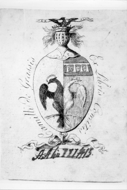 Arme gentilizia De Grassi (stampa smarginata) - ambito bolognese (sec. XVIII)
