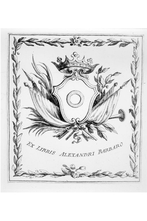 Arme gentilizia Barbaro (stampa smarginata) - ambito veneziano (sec. XVIII)