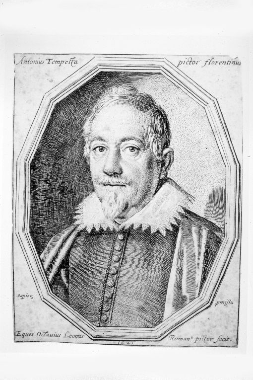 Ritratto del pittore Antonio Tempesta (stampa smarginata) di Leoni Ottavio (sec. XVII)