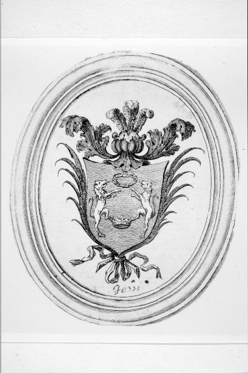Arme gentilizia Fossi (stampa smarginata) - ambito italiano (seconda metà sec. XVIII)