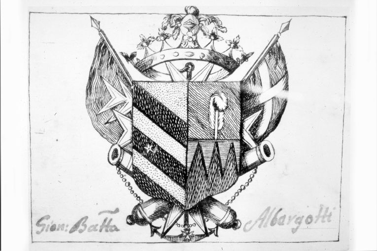 Arme gentilizia Albargotti (stampa) - ambito italiano (seconda metà sec. XVIII)