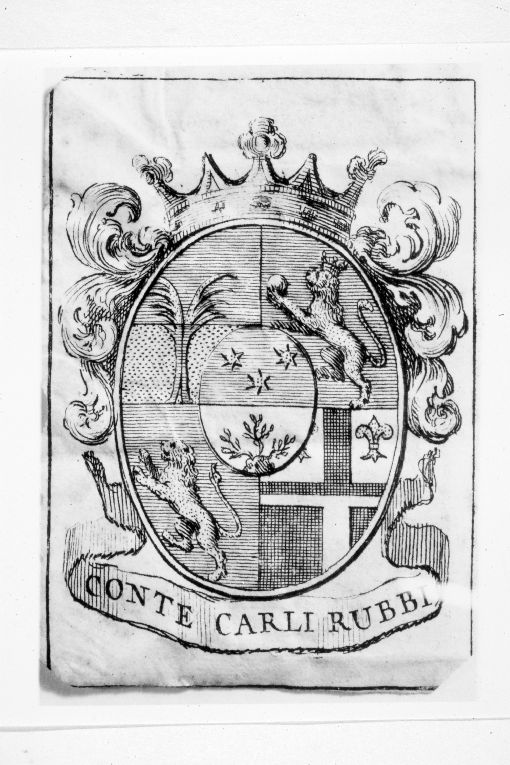 Arme gentilizia Carli Rubbi (stampa smarginata) - ambito italiano (sec. XVIII)