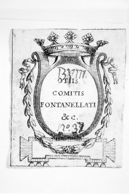 Cartiglio coronato (stampa smarginata) - ambito emiliano (sec. XVIII)