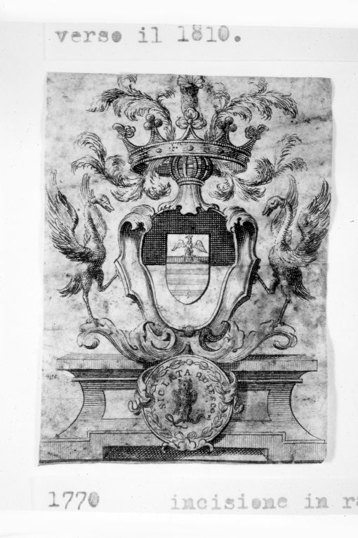 Arme gentilizia Rangoni-Macchiavelli (stampa smarginata) - ambito emiliano (sec. XVIII)