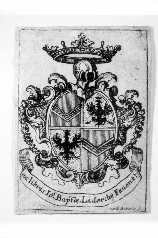 Arme gentilizia Laderchi (stampa smarginata) di Guttwein Wenzel Daniel (sec. XVIII)