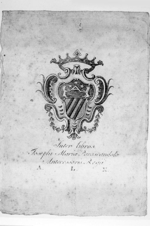 Arme gentilizia Parascandolo (stampa smarginata) - ambito napoletano (sec. XVIII)