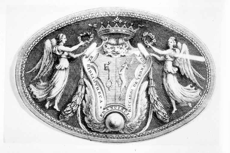 Arme gentilizia Riccardi de Vernaccia (stampa smarginata) - ambito toscano (sec. XVIII)