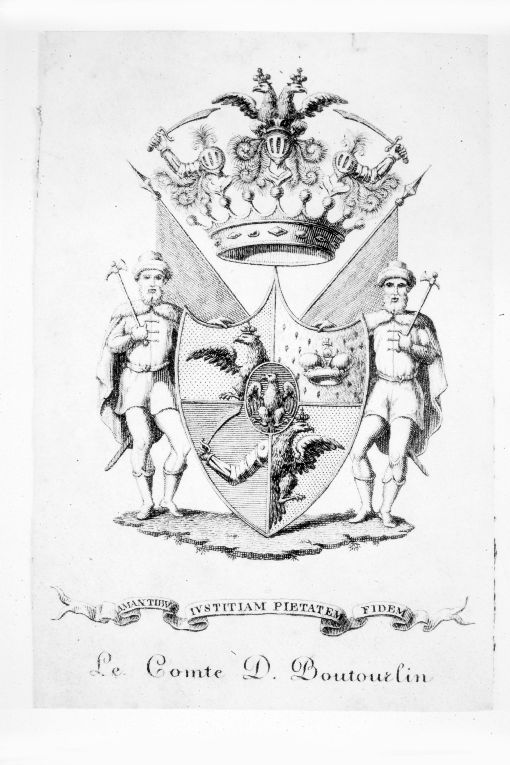 Arme gentilizia Boutourlin (stampa smarginata) - ambito italiano (sec. XIX)