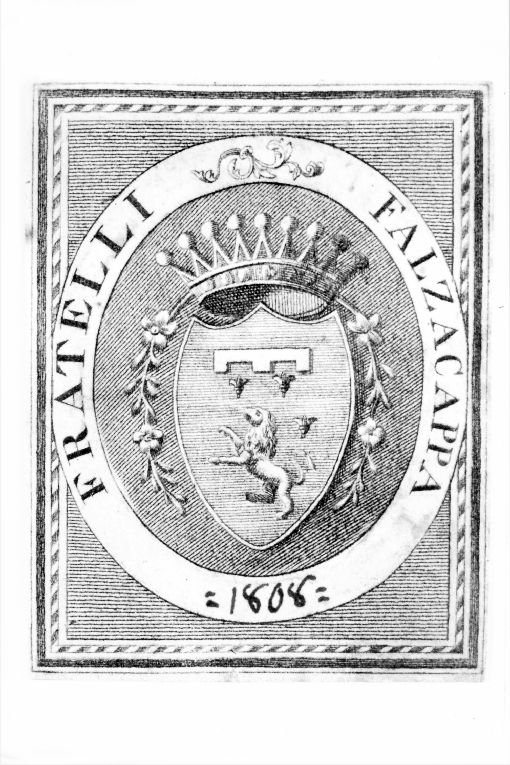 Arme gentilizia Falzacappa (stampa smarginata) - ambito italiano (sec. XIX)