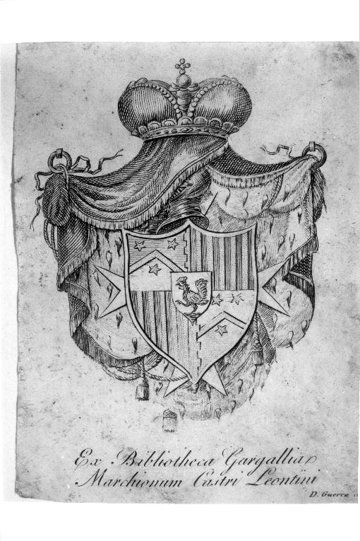 Arme gentilizia Gargallo (stampa smarginata) di Guerra D (sec. XIX)