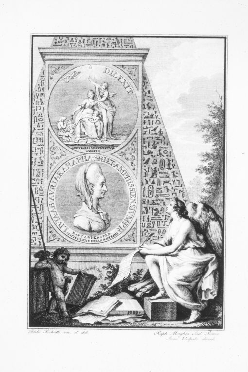 Monumento funebre di Livia Carafa (stampa smarginata) di Fischietti Fedele, Morghen Raffaello (sec. XVIII)