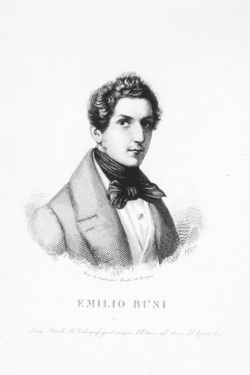 Ritratto di Emilio Busi (stampa smarginata) di Guadagnini Gaetano, Paradisi Luigi (prima metà sec. XIX)