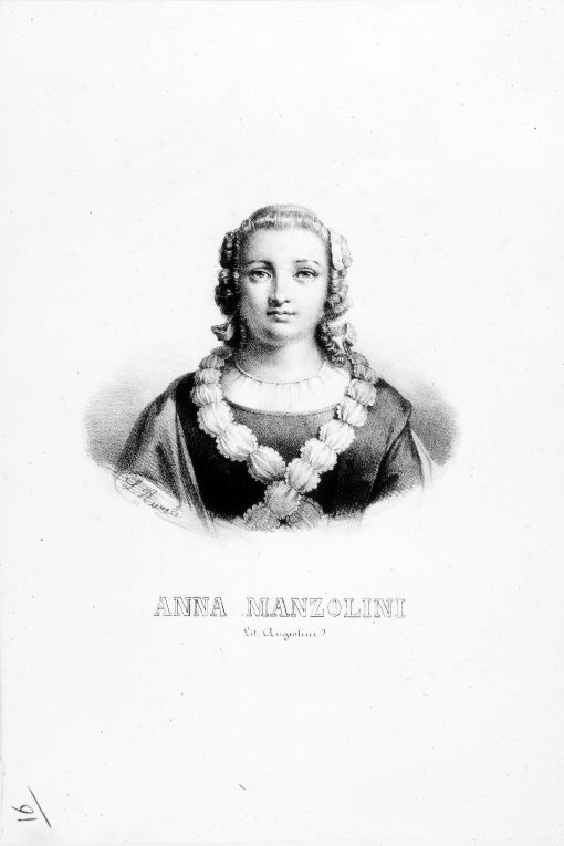 Ritratto di Anna Manzolini (stampa) di Aureli Lodovico, Angiolini (prima metà sec. XIX)