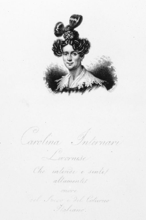 Ritratto di Carolina Internari (stampa smarginata) di Boggi Giovanni, Zignani Marco (sec. XIX)