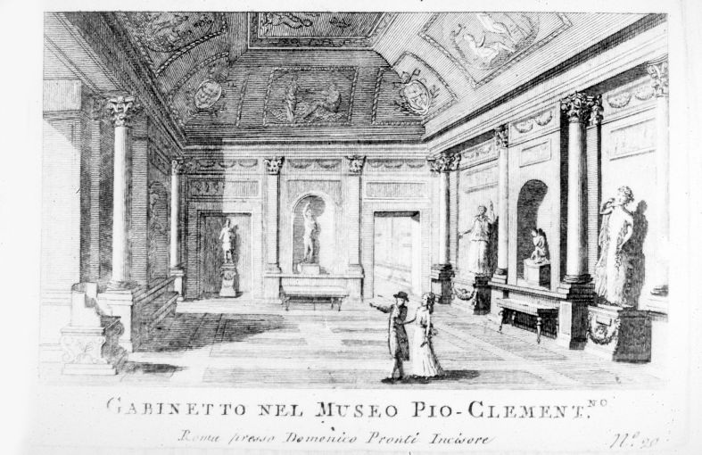 Veduta del Gabinetto del Museo Pio-Clementino a Roma (stampa smarginata) di Pronti Domenico (seconda metà sec. XVIII)