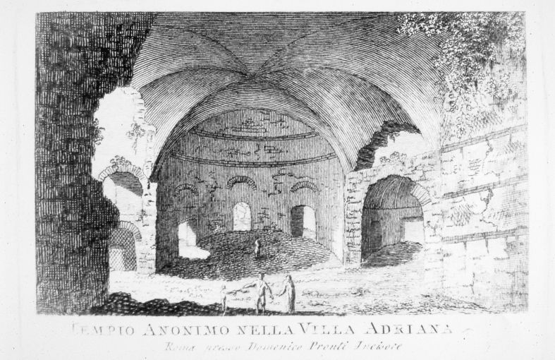 Veduta del cosiddetto "Canopo" nella Villa Adriana a Tivoli (stampa smarginata) di Pronti Domenico (seconda metà sec. XVIII)