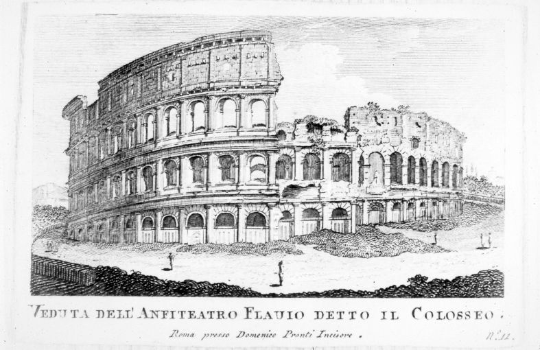 Veduta del Colosseo (stampa smarginata) di Pronti Domenico (seconda metà sec. XVIII)