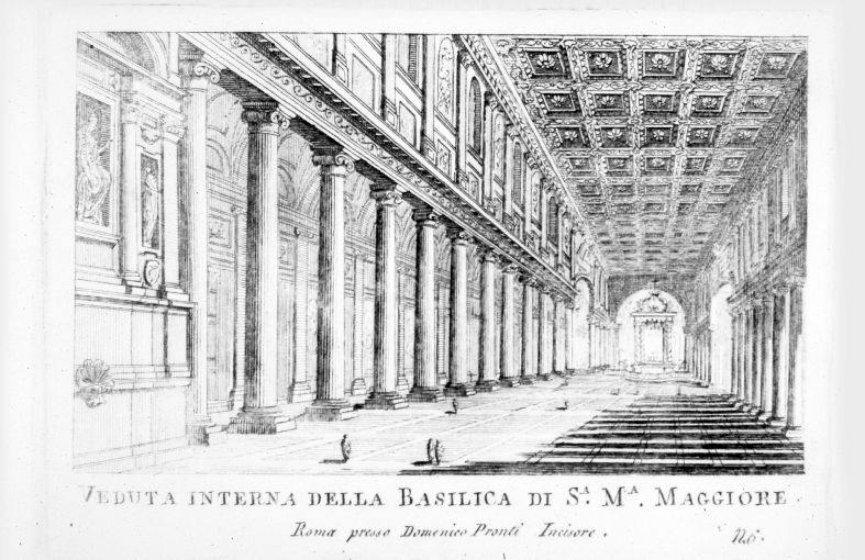 Veduta dell'interno della Basilica di Santa Maria Maggiore aRoma (stampa smarginata) di Pronti Domenico (seconda metà sec. XVIII)