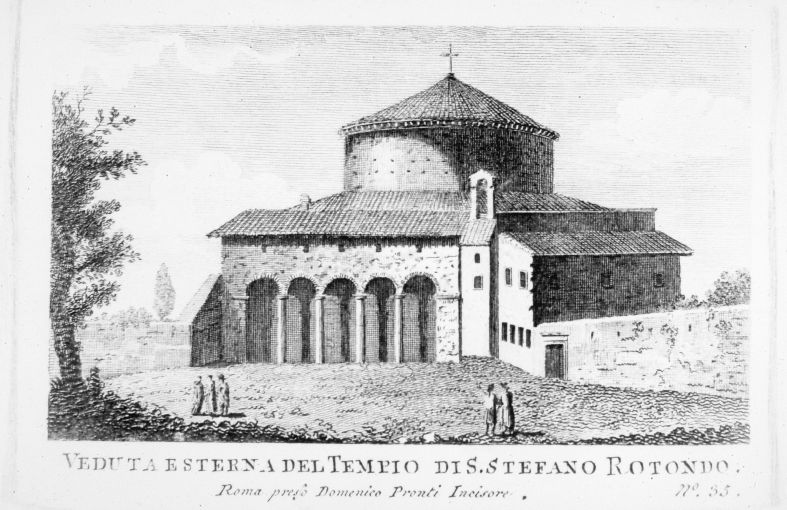 Veduta della chiesa di santo Stefano Rotondo (stampa smarginata) di Pronti Domenico (seconda metà sec. XVIII)