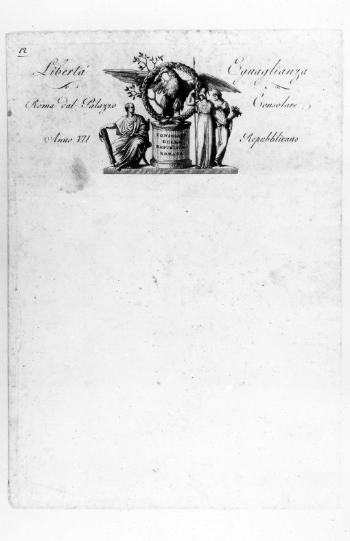 console romano, Minerva e Giunone sotto le ali dell'aquila di Roma (stampa) - ambito romano (sec. XIX)