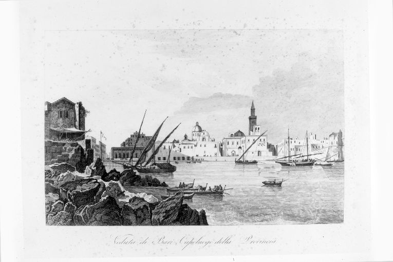 Veduta del porto di Bari (stampa smarginata) di Verico Antonio (prima metà sec. XIX)