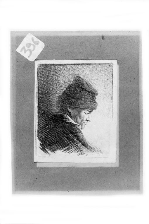 Ritratto di uomo con berretto (stampa smarginata) di Bossi Benigno (sec. XVIII)