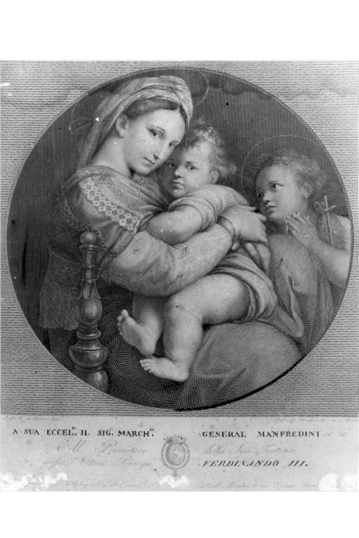 Madonna della seggiola, Madonna con Bambino (stampa) di Morghen Raffaello, Sanzio Raffaello (sec. XIX)