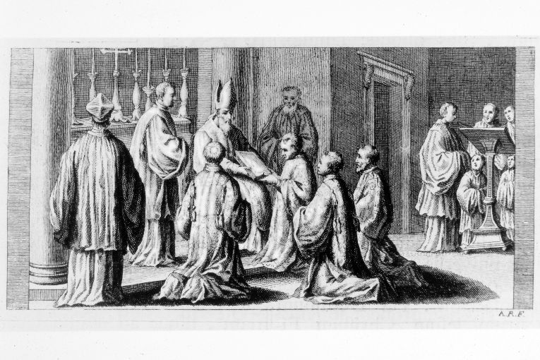 rito di ordinazione dei Diaconi (stampa) di Rossi Andrea (terzo quarto sec. XVIII)
