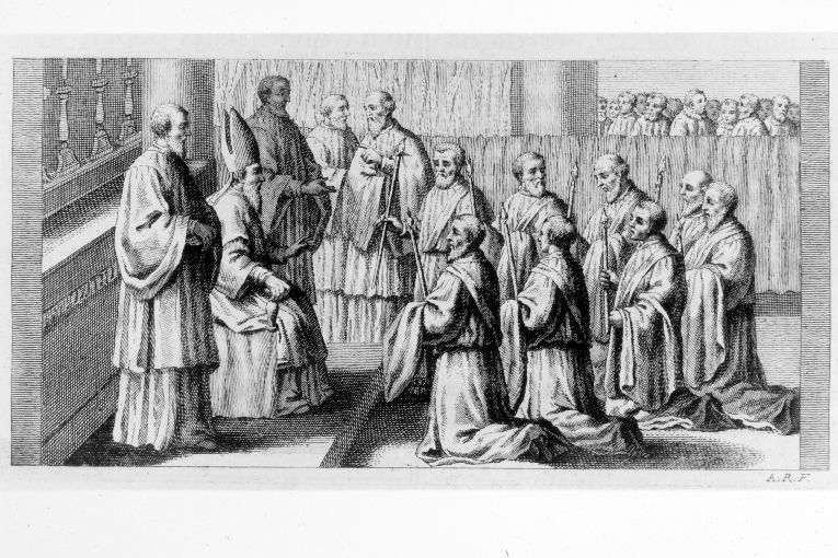rito di ordinazione dei Presbiteri (stampa) di Rossi Andrea (terzo quarto sec. XVIII)