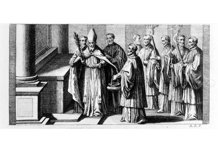 aspersione dell'altare maggiore (stampa) di Rossi Andrea (terzo quarto sec. XVIII)