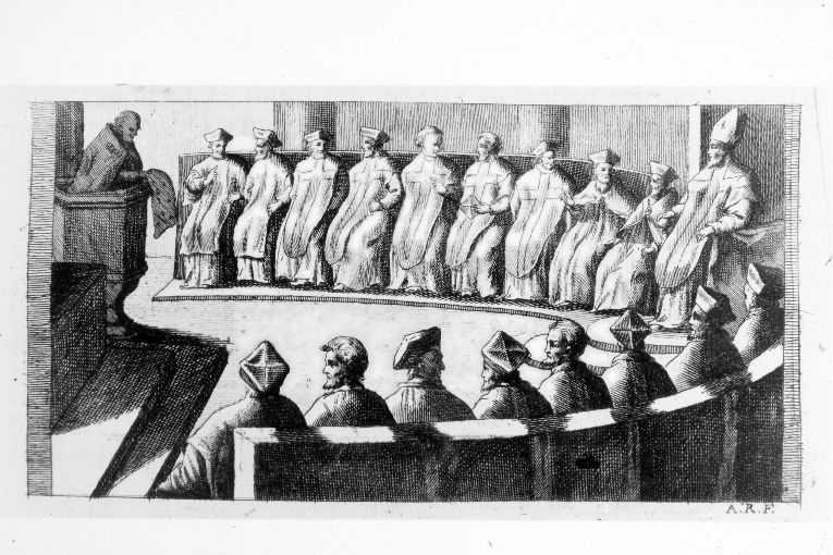 proclamazione delle date delle feste mobili del clendario (stampa) di Rossi Andrea (terzo quarto sec. XVIII)