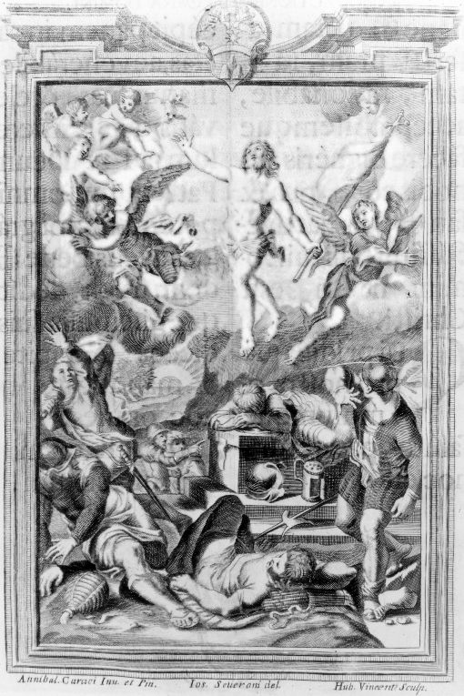 resurrezione di Cristo (stampa) di Severoni Giuseppe, Carracci Annibale, Vincent Hubert (sec. XVIII)