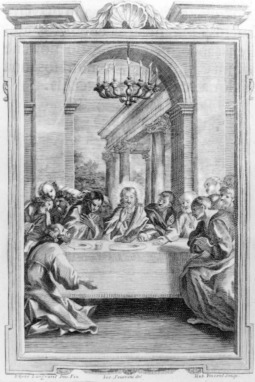 ultima cena (stampa) di Severoni Giuseppe, Lanfrant, Vincent Hubert (sec. XVIII)