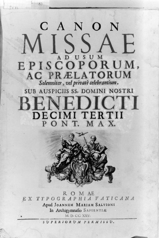 allegoria della Chiesa di Roma con San Pietro, San Paolo e arme papale non identificata (stampa) - ambito romano (sec. XVIII)