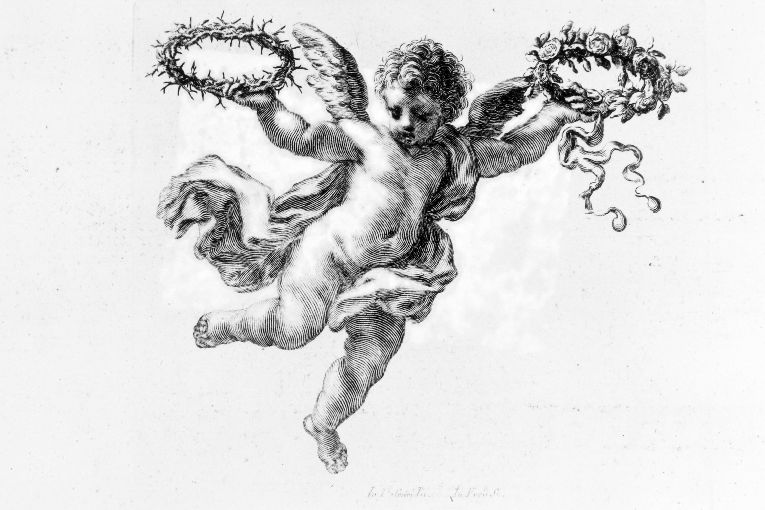angelo con corona di spine e di rose (stampa) di Passari Giovanni, Freii Giacomo (sec. XVIII)