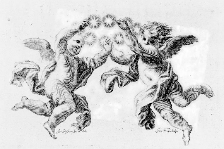 angeli con corona di stelle (stampa) di Passari Giovanni, Freii Giacomo (sec. XVIII)