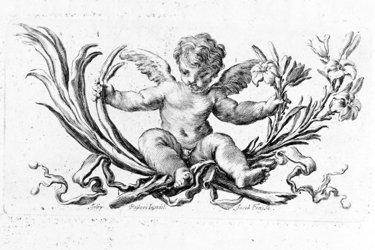 angelo con palma e giglio (stampa) di Passari Giovanni, Freii Giacomo (sec. XVIII)