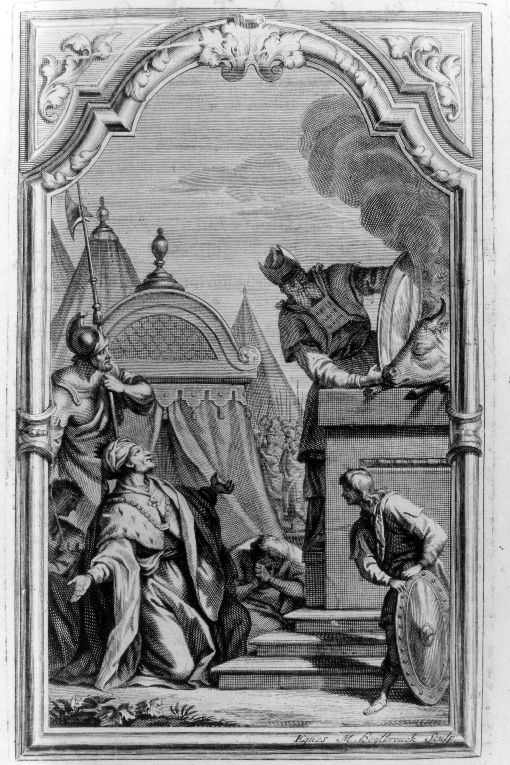 Davide riceve i pani sacri dal sacerdote Achimelek (stampa) di Heylbrouck Michael (sec. XVIII)