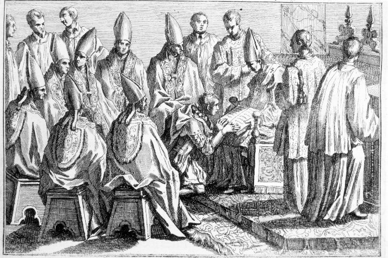 Incoronazione del re: giuramento del re (stampa) - ambito romano (sec. XVIII)