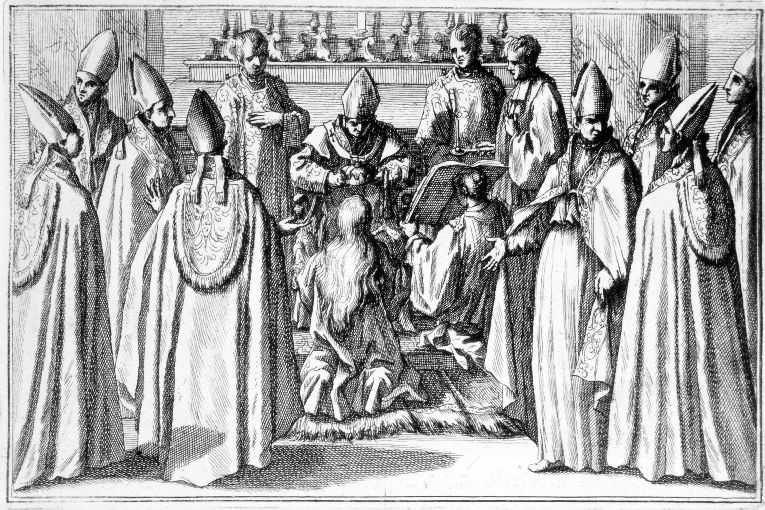 Incoronazione della regina: imposizione della corona (stampa) - ambito romano (sec. XVIII)