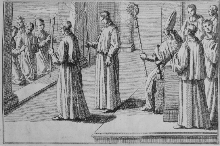 I peccatori pentiti sono riaccolti in chiesa (stampa) - ambito romano (sec. XVIII)