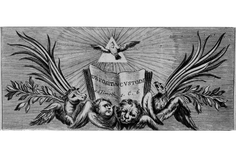 Colomba dello Spirito Santo con Tetramorfo (stampa) - ambito romano (sec. XVIII)